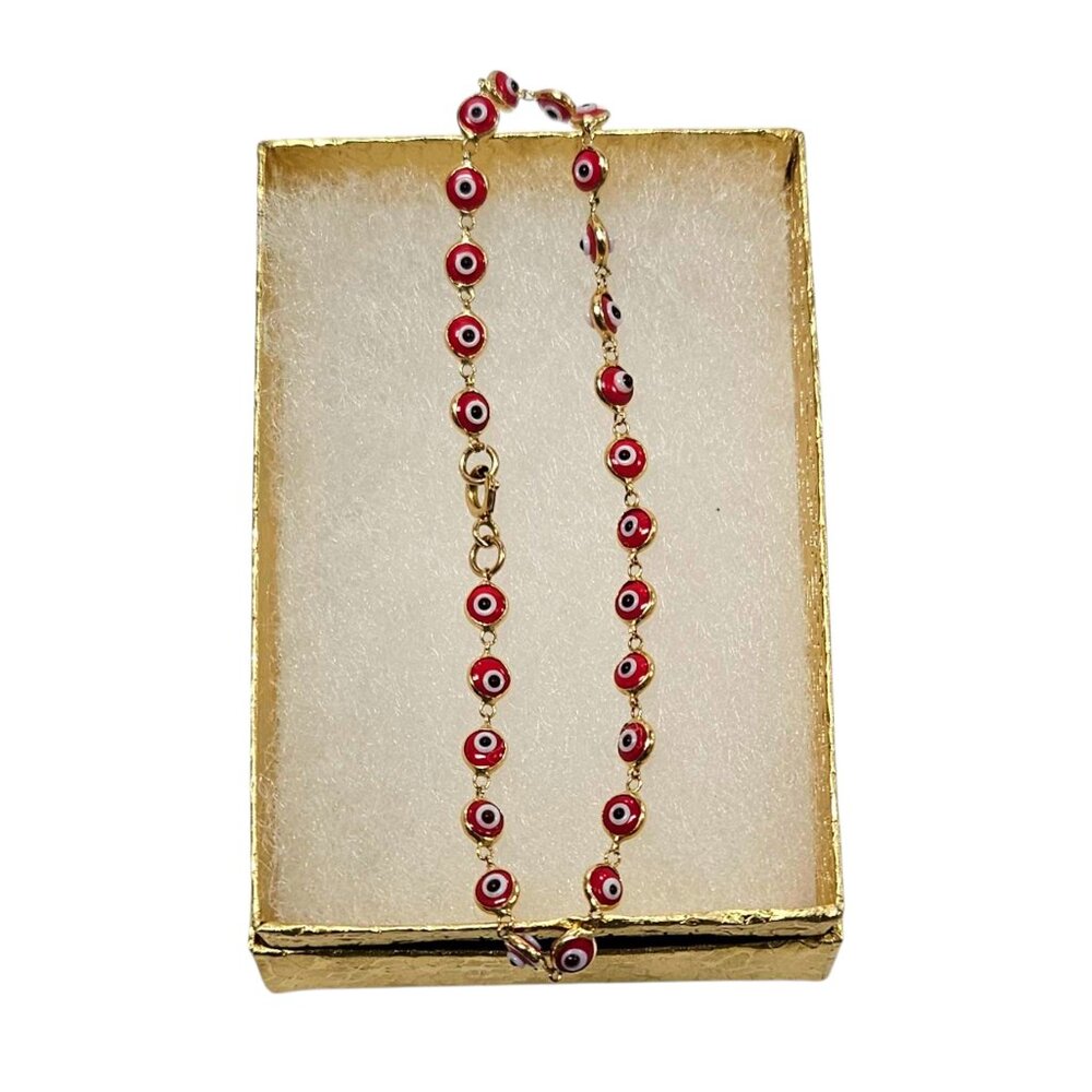 Ladies 14k Yellow Gold Evil Eye Bracelet